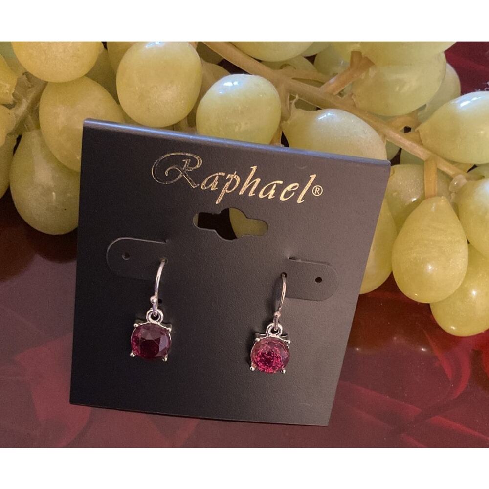 NWT Raphael Rhinestone Earrings Raspberry Dangle Earrings - Picture 3 of 4